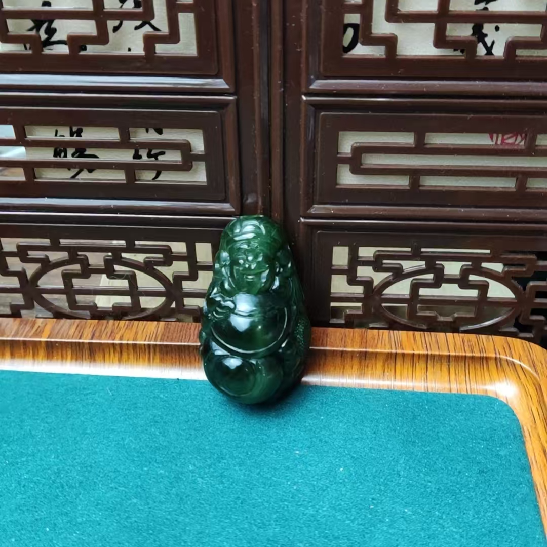 和田玉-----碧玉财神吊坠3