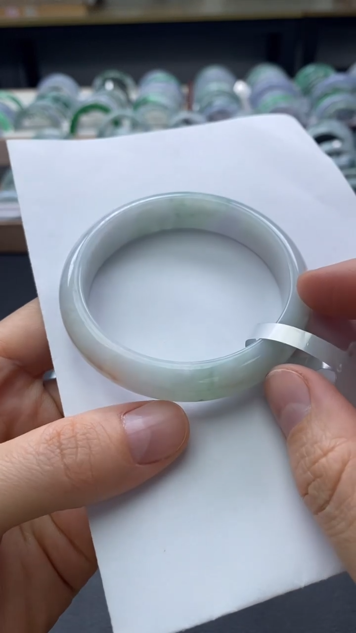 未镶嵌手镯翡翠//20255016   54正圈   微纹捡漏 54.5*7.1*12.5