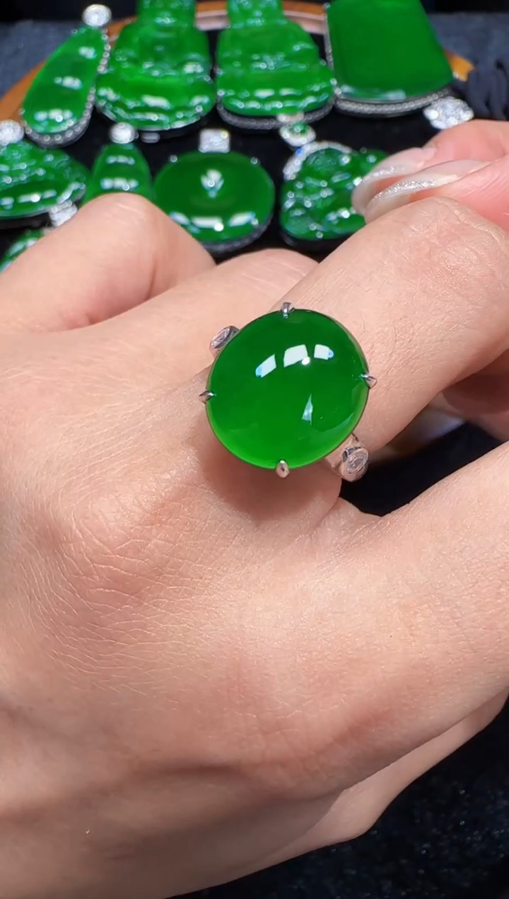 未镶嵌定制翡翠翡翠戒指142