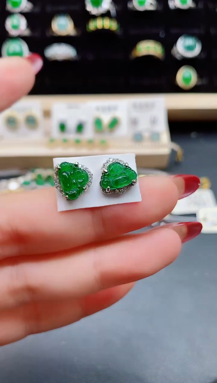 【闪购商品】翡翠耳饰银S925镶嵌321321