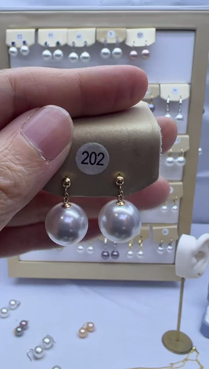 银S925镶嵌耳饰淡水珍珠202