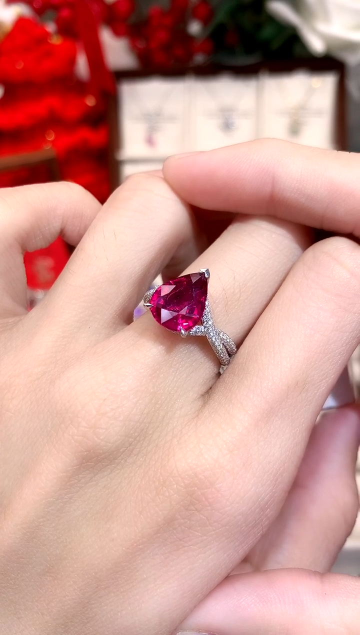 【闪购商品】碧玺戒指18K金镶嵌3.52ct/天然宝石/七天无理由