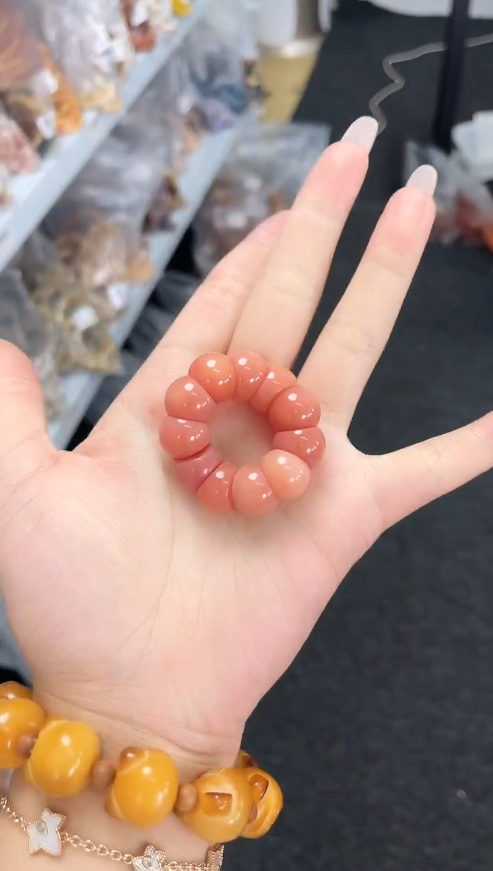 手串菩提根/象牙果【粉影12-13mm】菩提根粉色蒜瓣手捻@@CS023-1966