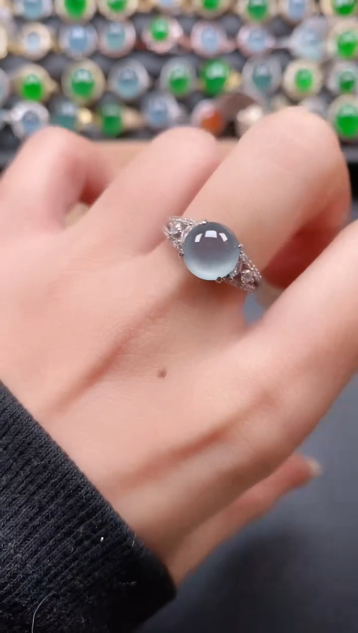 银S925镶嵌戒指翡翠11