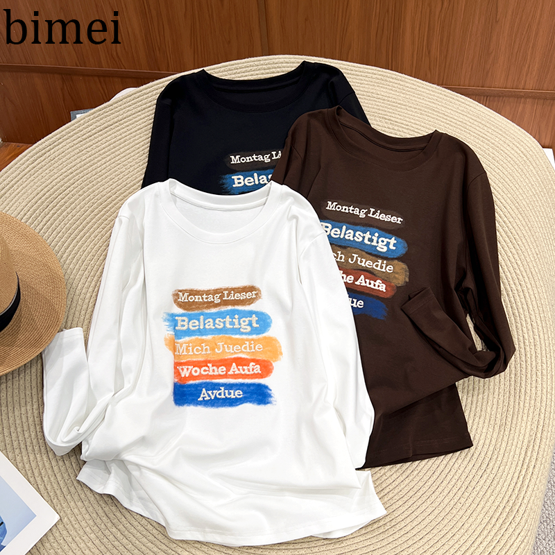 必魅卡通元素宽松短袖圆领字母长袖3DT恤打底衫ins2025秋季33654