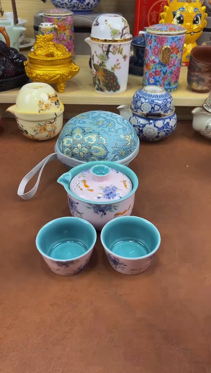 陶瓷茶具摆件旅行套组