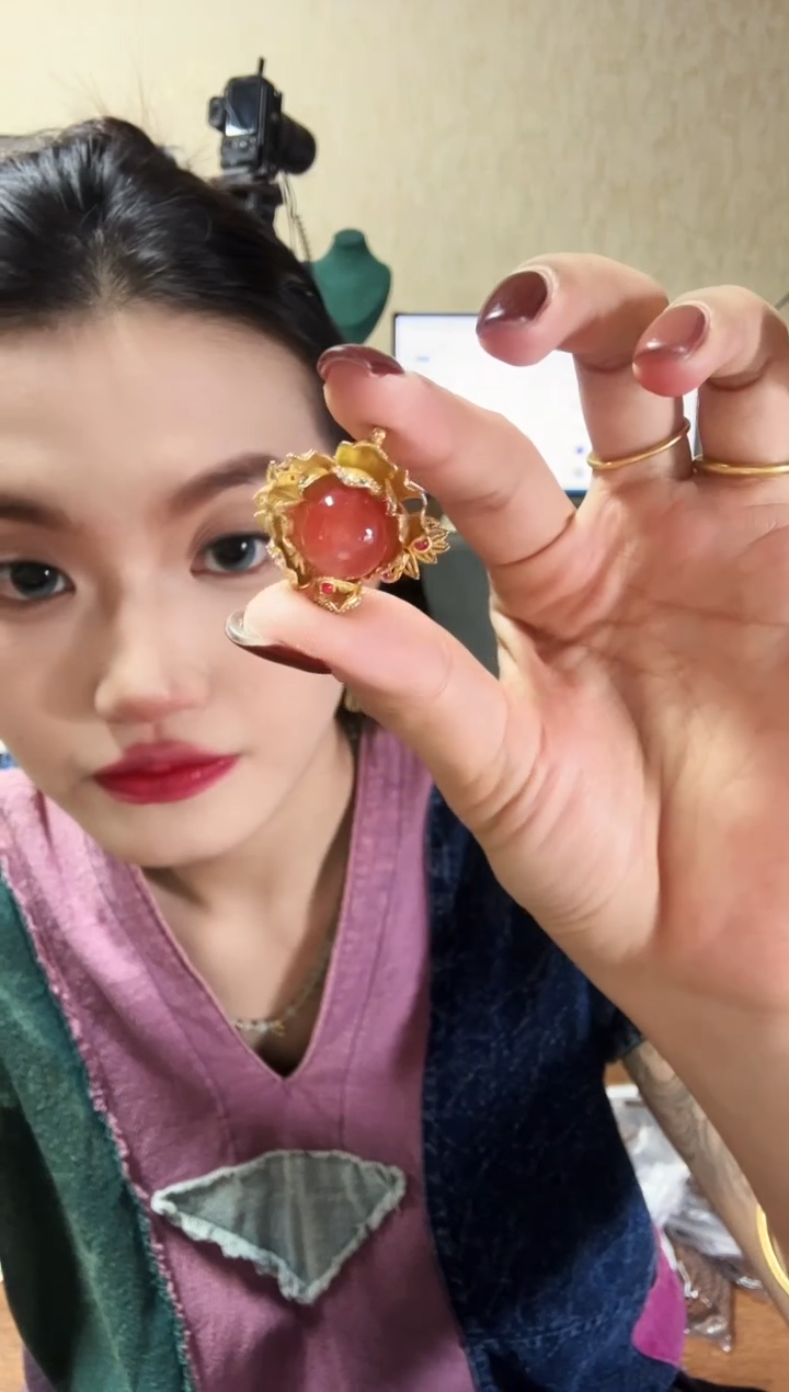 南红玛瑙银S925镀金镶嵌吊坠(不含链)南红包边吊坠