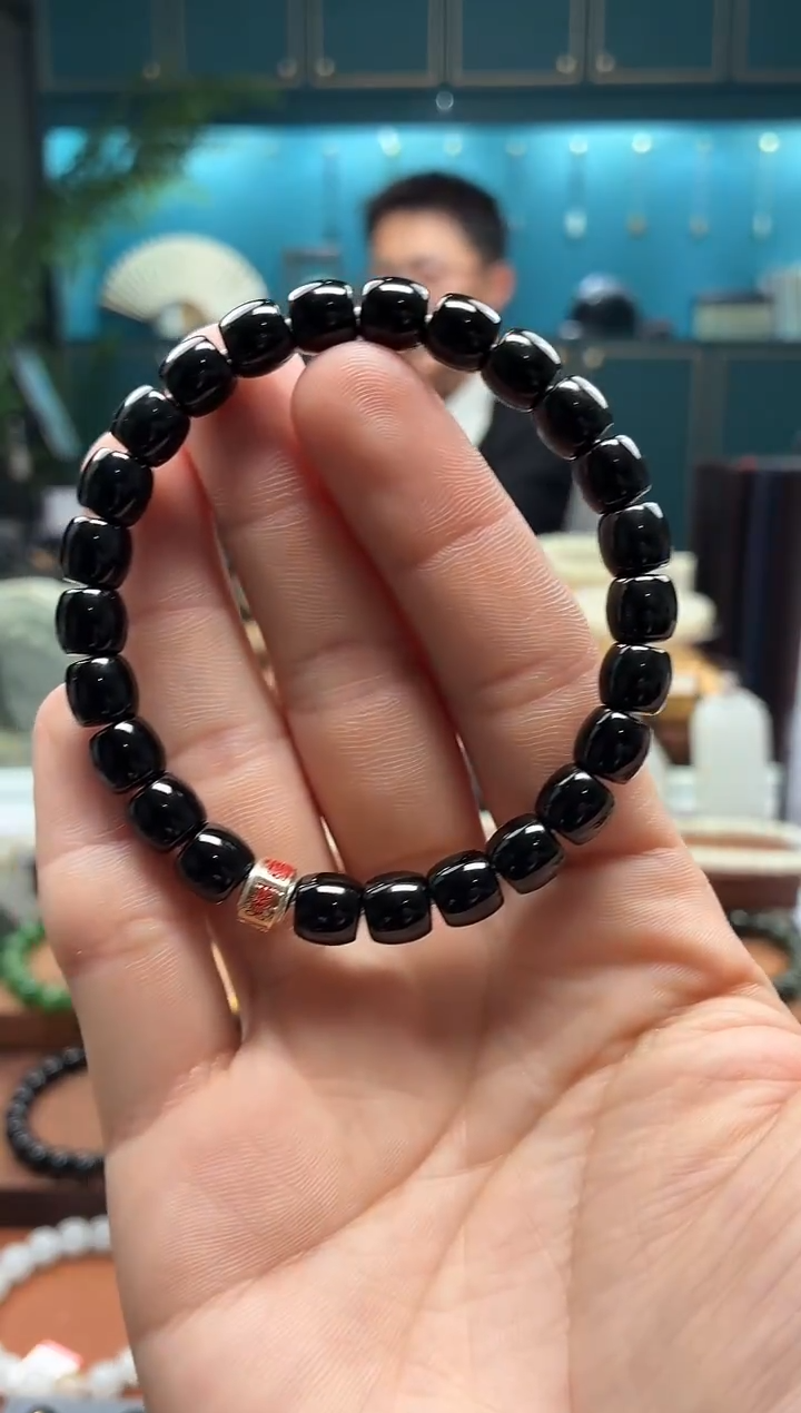 未镶嵌手串和田玉ℳ****ᐝ黑青7*8