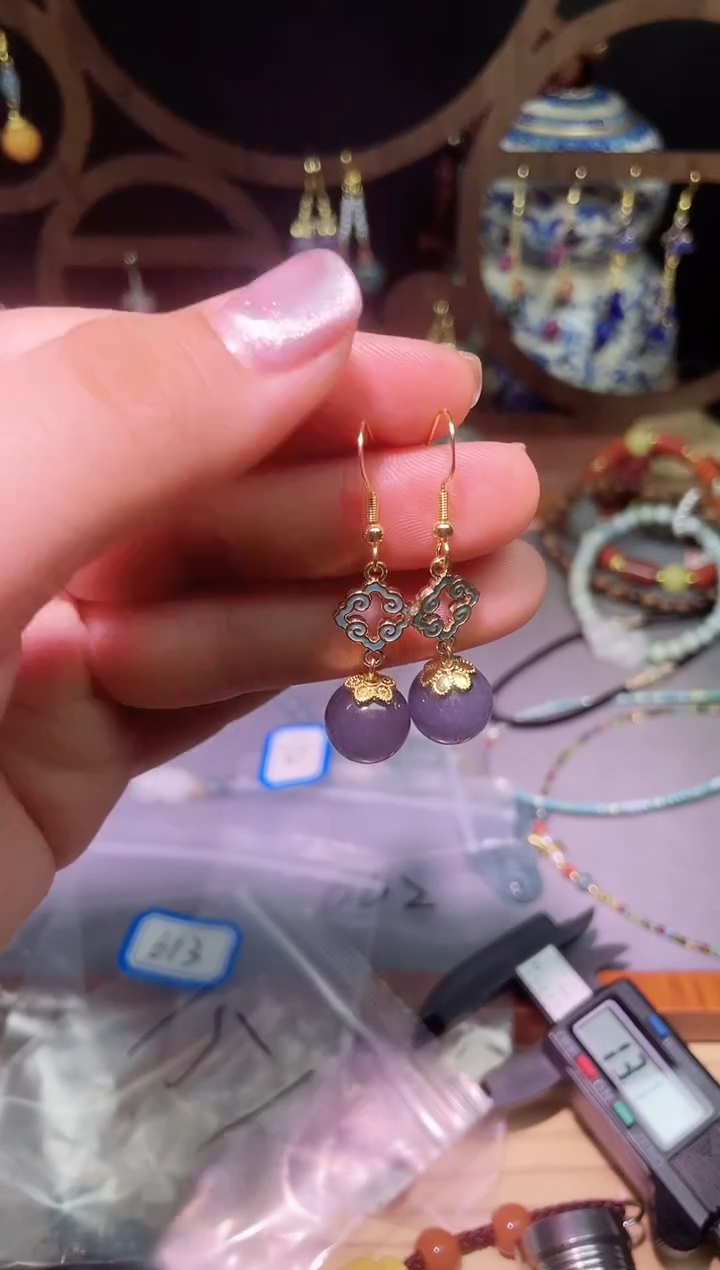 银S925镶嵌和田玉耳饰254000