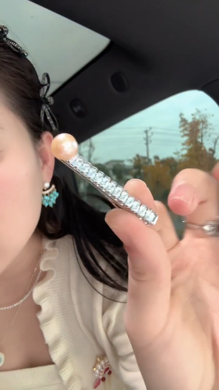 未镶嵌发饰淡水珍珠粉泡泡珍珠发夹