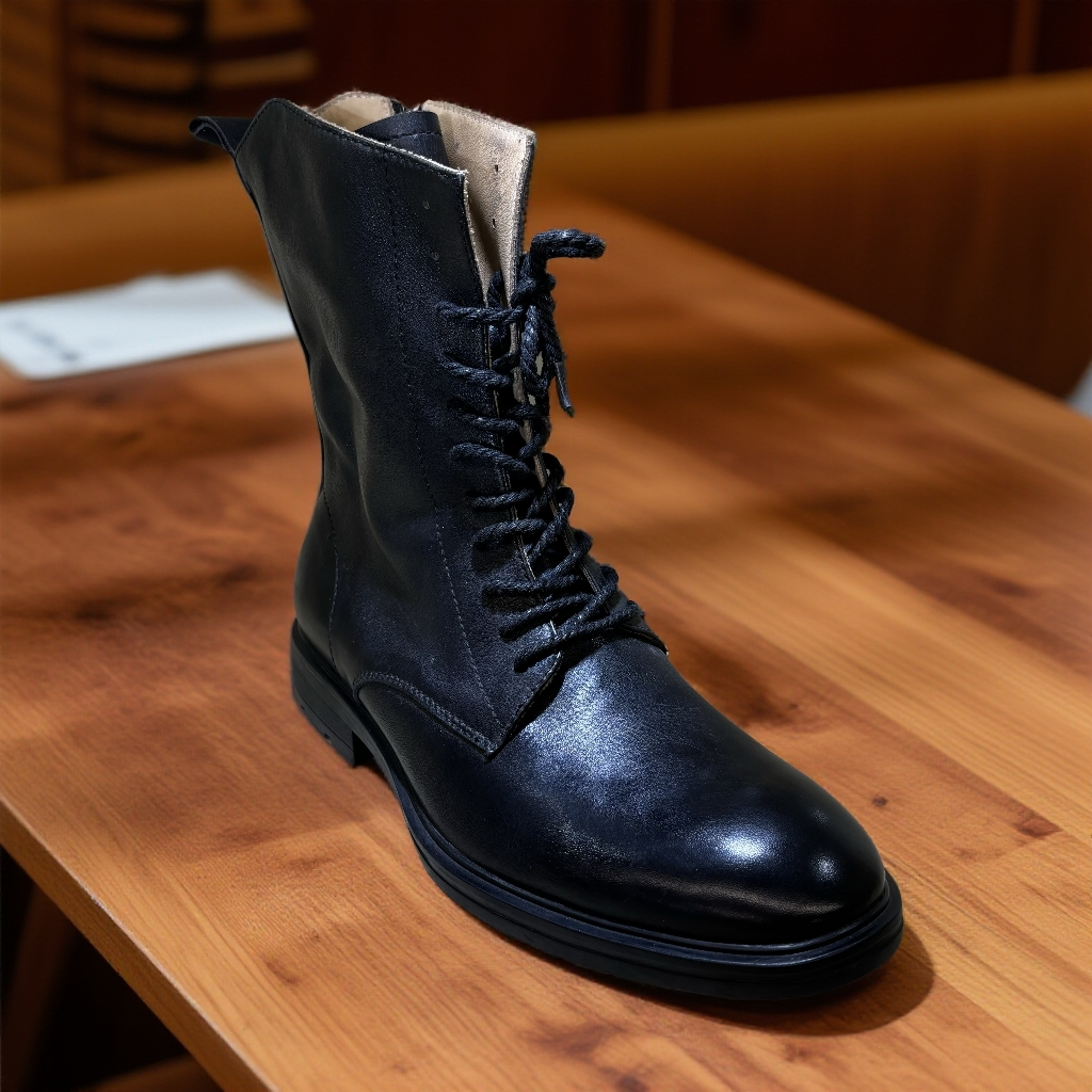 男冬季马丁靴靴子真皮休闲风男靴秋冬防滑圆头黑色