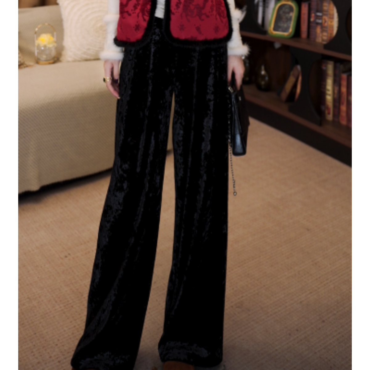 【凛冬裤】丝绒阔腿裤女冬季百搭高腰垂感休闲拖地长裤MCGCK2330