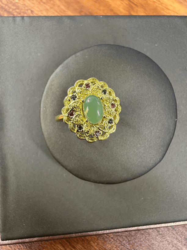 和田玉古法花丝戒指A002