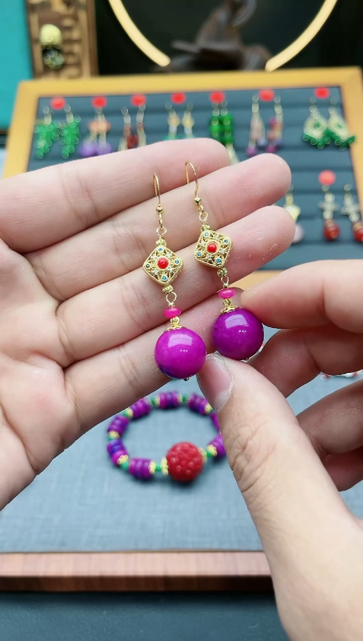 【闪购商品】玛瑙/玉髓耳钉银S925镶嵌103700