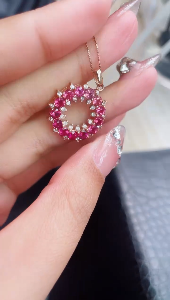 【闪购商品】碧玺颈饰银S925镶嵌吊坠