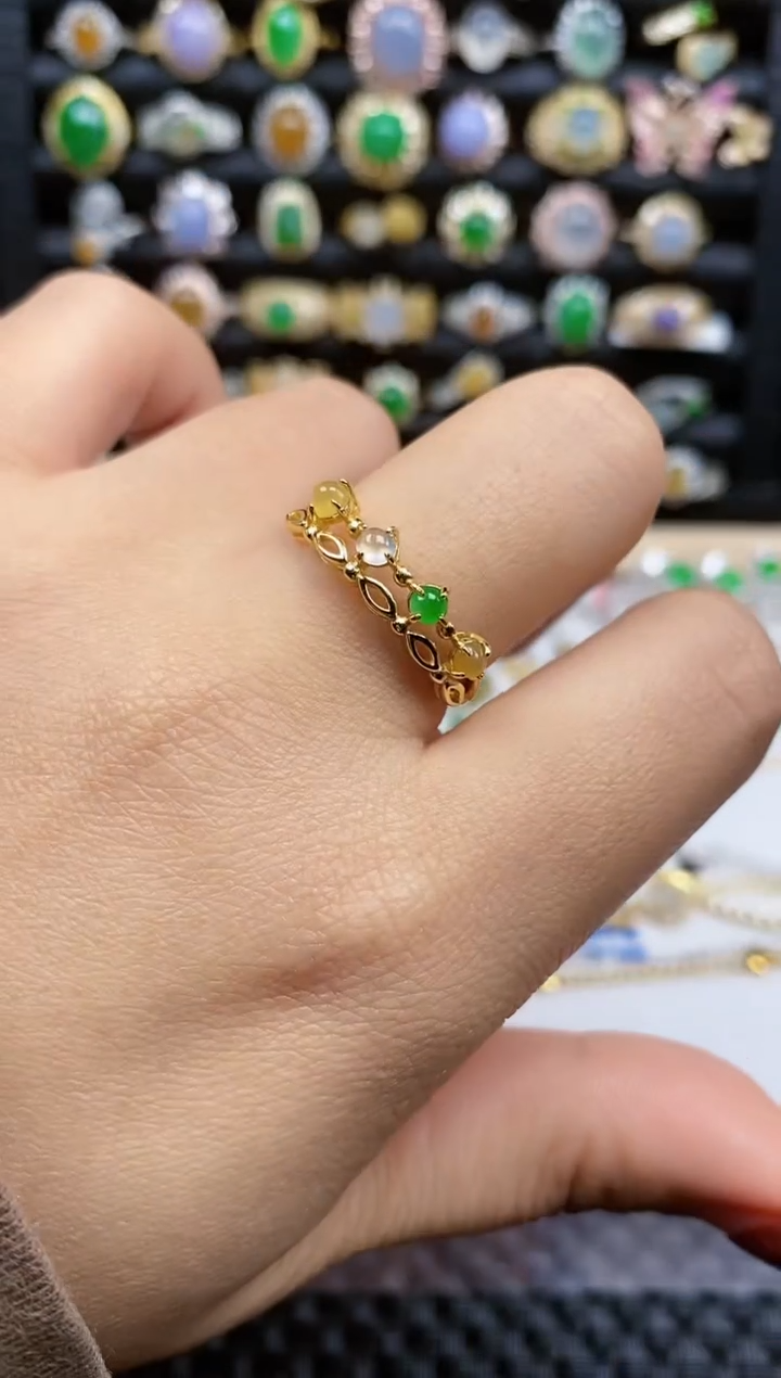 银S925镶嵌戒指翡翠414