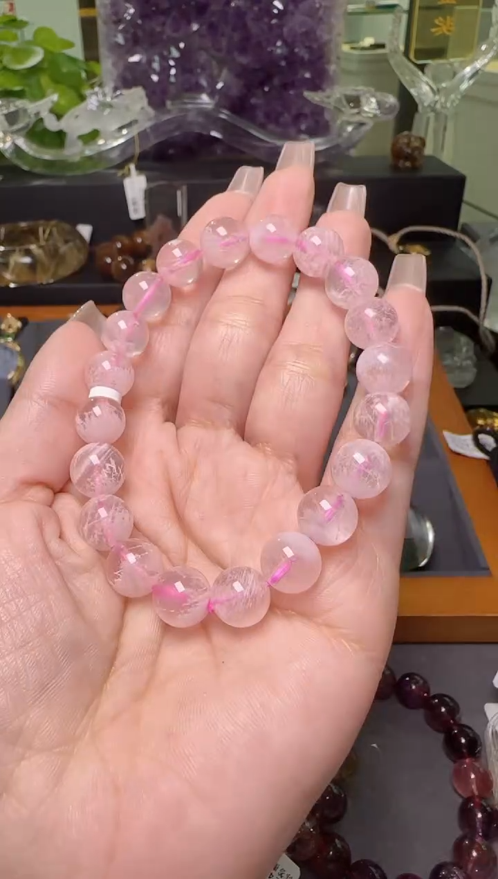 【闪购商品】水晶手串未镶嵌粉幽灵手串10m+ X37938