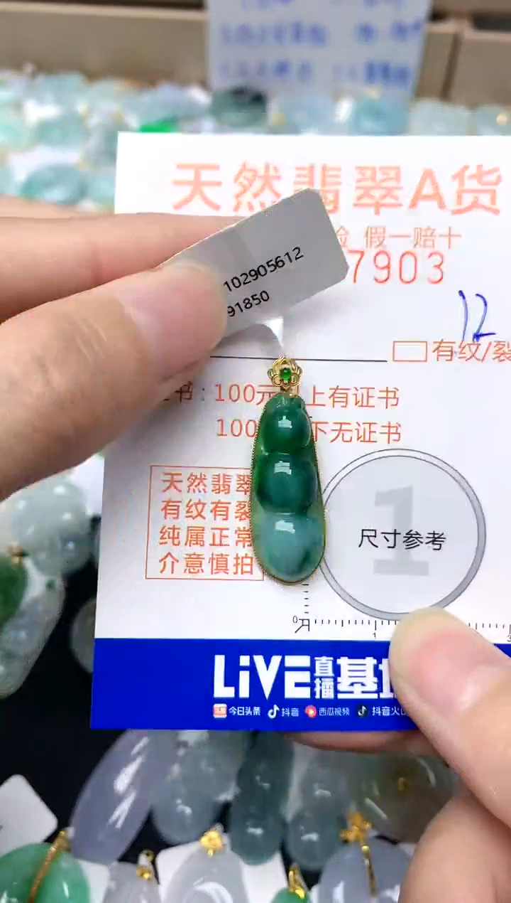 【闪购商品】翡翠颈饰18K金镶嵌12天然A货翡翠