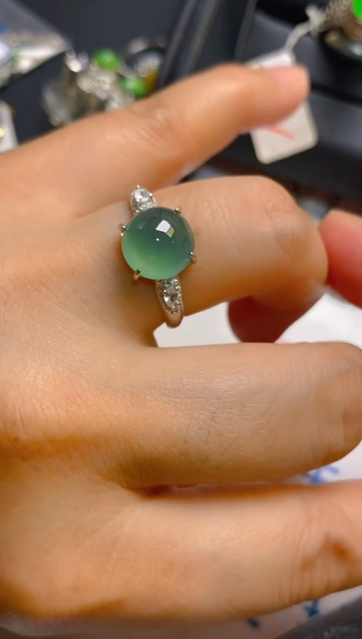 【闪购商品】翡翠耳饰银S925镶嵌天然A货翡翠1