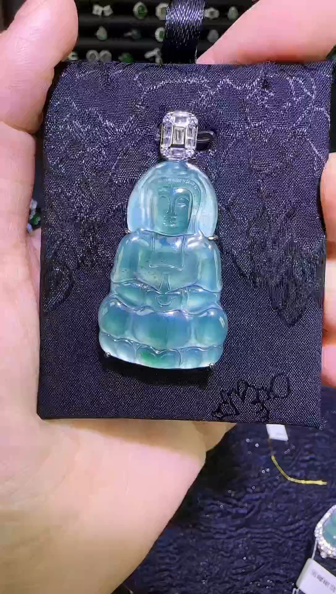 项链未镶嵌翡翠天然翡翠A货 观音