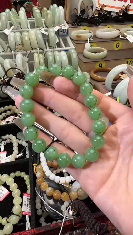 【闪购商品】和田玉手串未镶嵌俄料乌兰海碧玉手串卡10