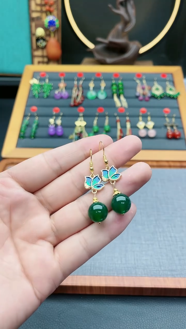 【闪购商品】玛瑙/玉髓耳钉银S925镶嵌337000