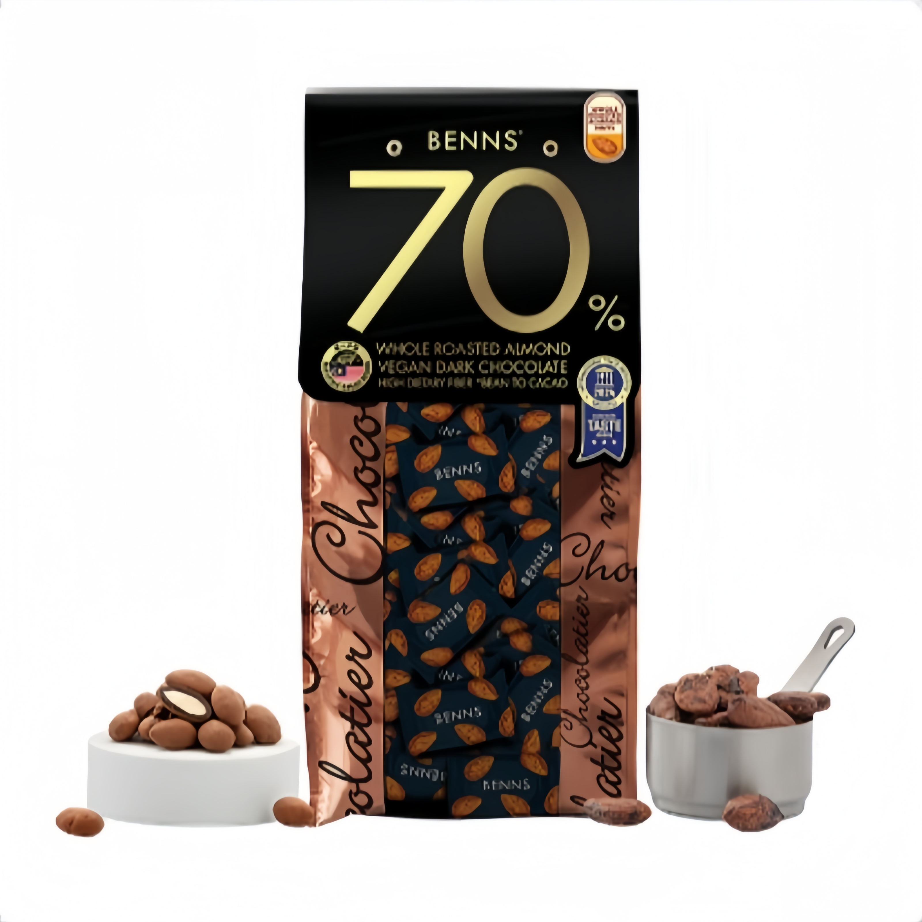 贝纳丝 巴旦木 夹心 黑巧克力 制品 600g