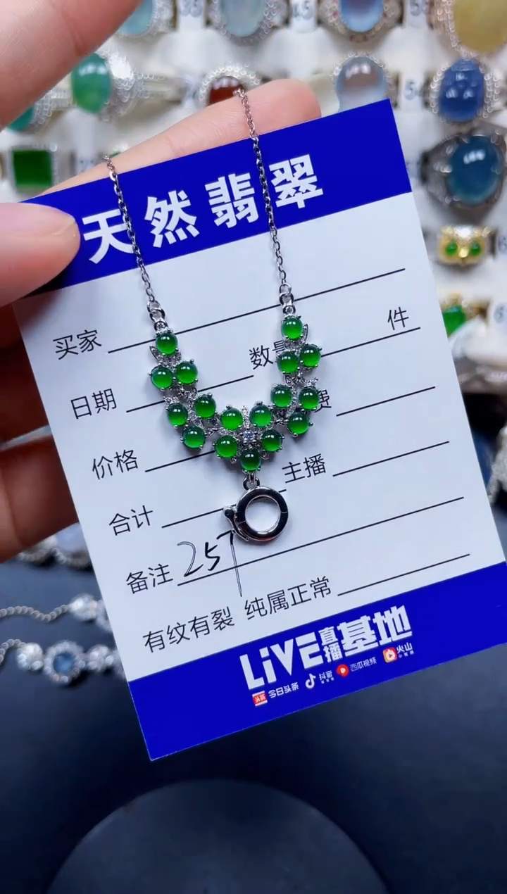 颈饰银S925镶嵌翡翠257
