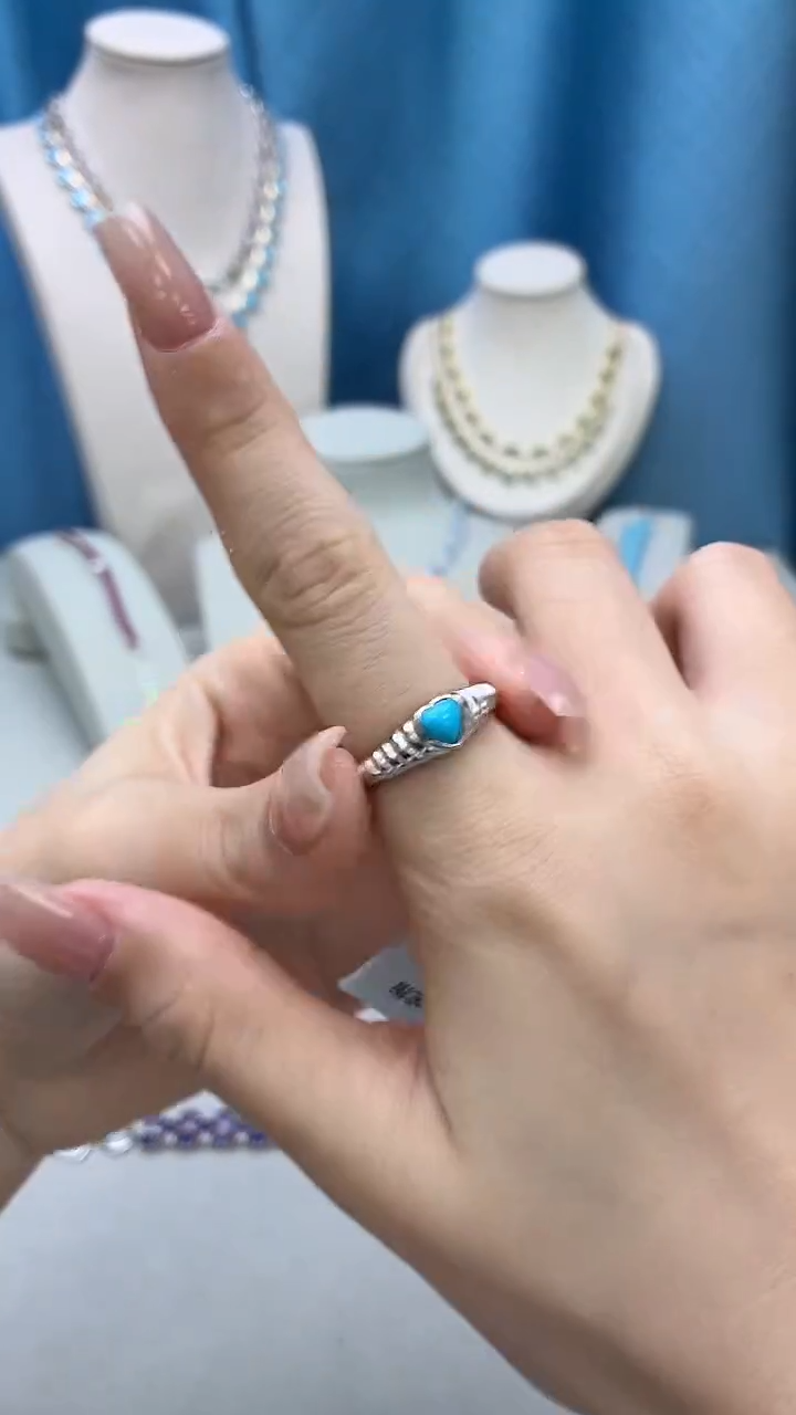 银S925镶嵌绿松石戒指140BJ1209产品一个（多样性）