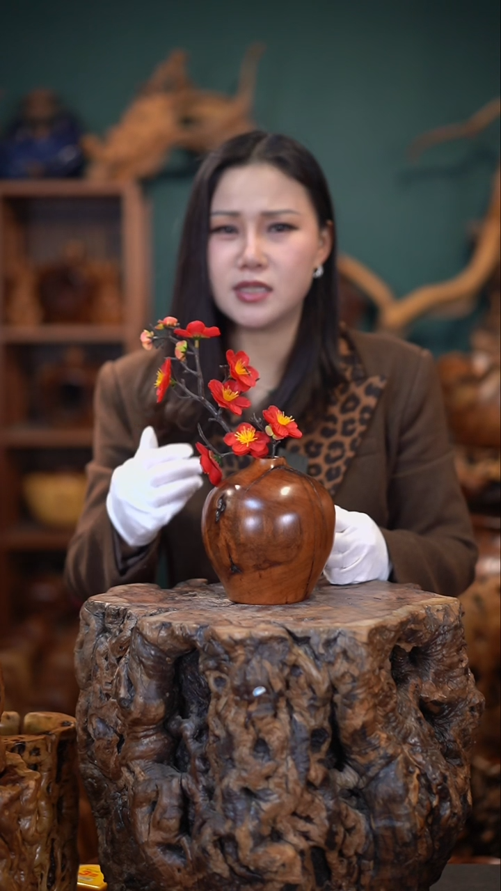 【闪购商品】枣木雷击枣木石榴瓶