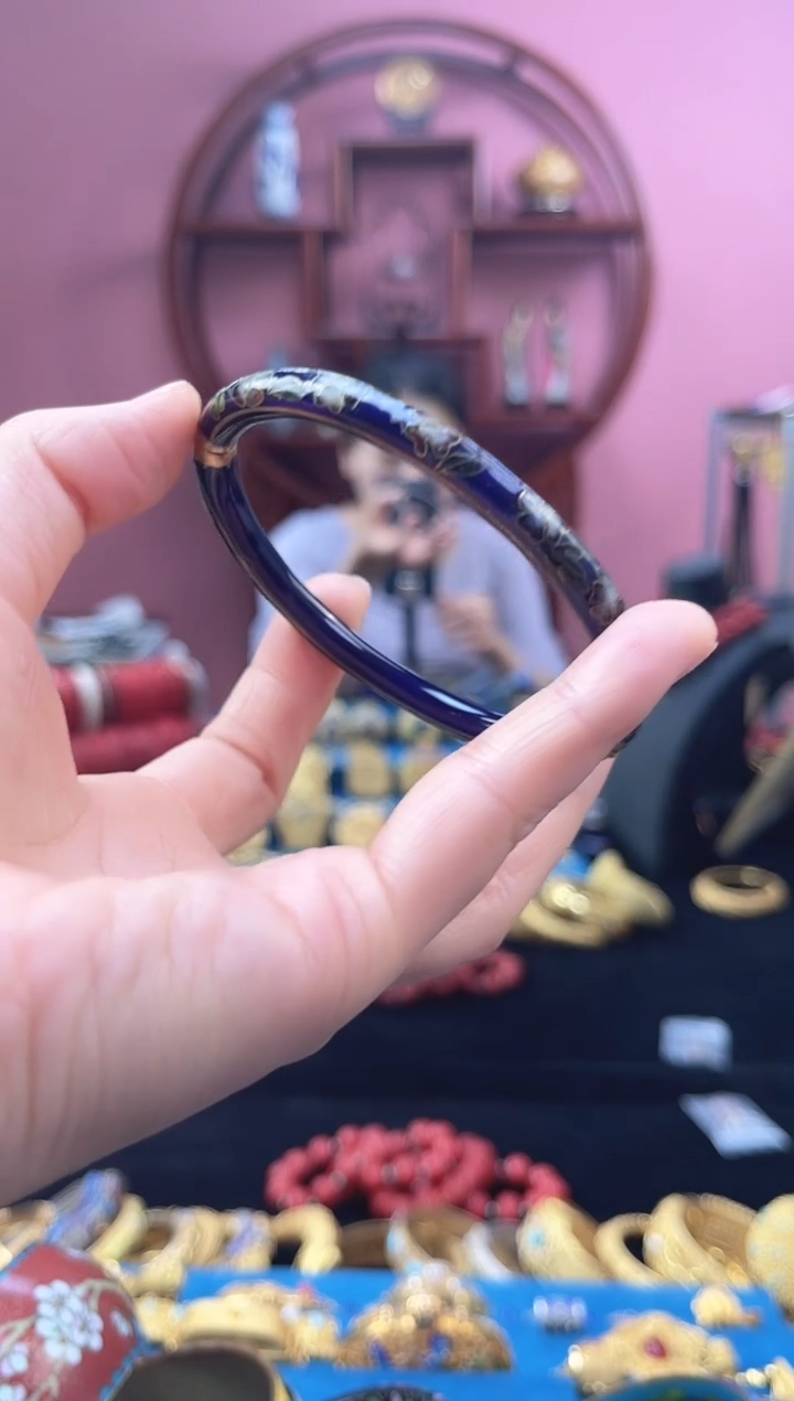 非遗 景泰蓝 开口镯 银蓝 宝蓝 