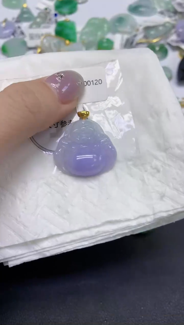 颈饰18K金镶嵌翡翠天然缅甸翡翠A货百元以上9元证书费自理