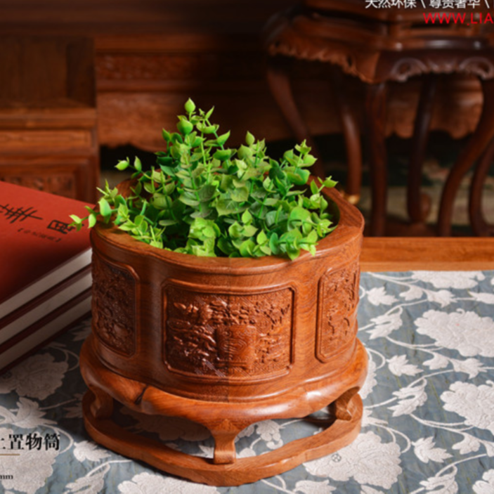 DZ1271-P7MK梅花式桌上置物筒 黄檀属 213*178mm