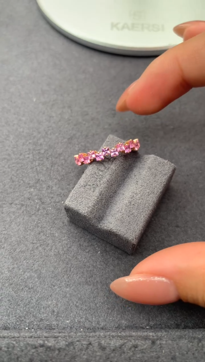 戒指彩色蓝宝石18K金镶嵌2ct粉蓝宝  定制  FH