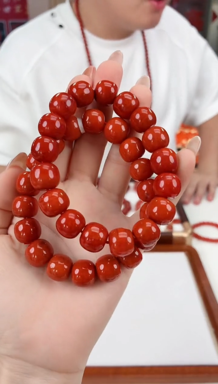 南红玛瑙未镶嵌瓦西老型手串13+（多样式发其一）