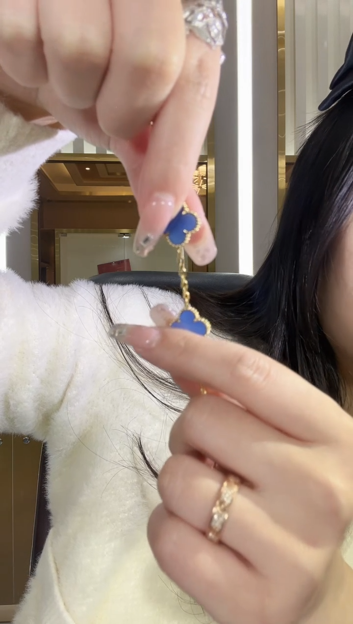 【闪购商品】玛瑙/玉髓手链18K金镶嵌重金版蓝五花手链yz