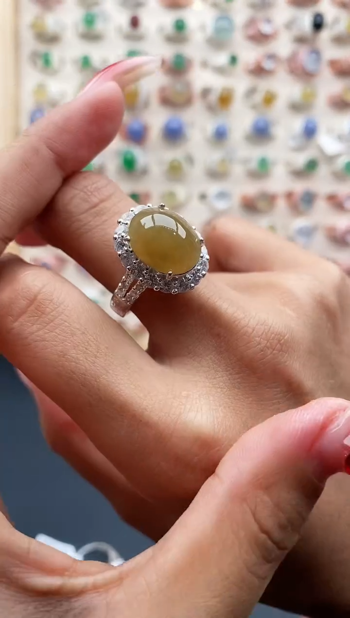 【闪购商品】翡翠戒指未镶嵌 缅甸天然A货翡翠444   8+1