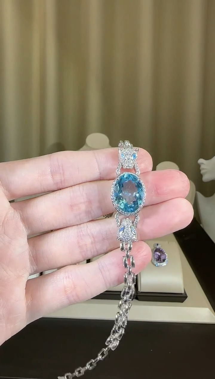 【闪购商品】托帕石手链银S925镶嵌12*16mm设计款