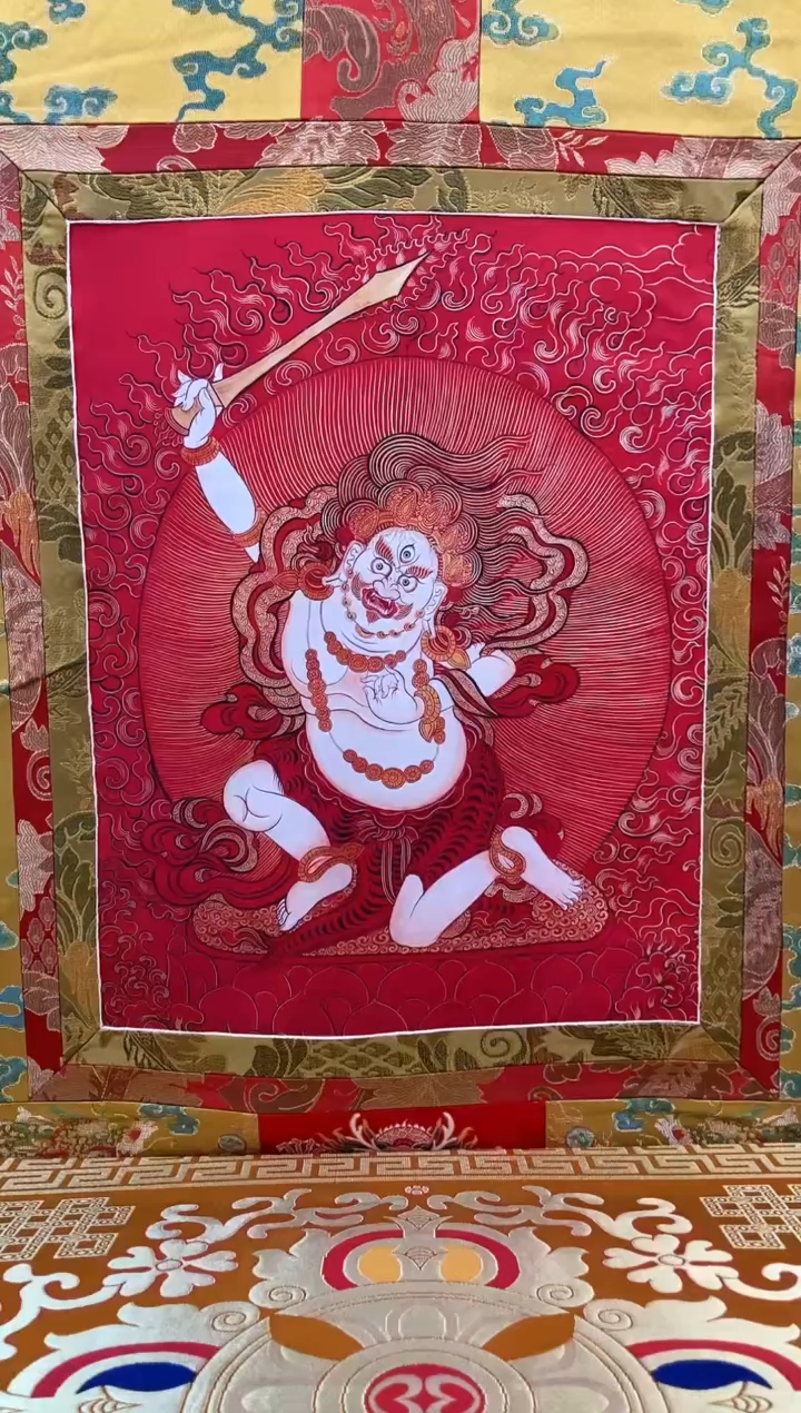 【闪购商品】卷轴画矿物质喷绘 不动明王1.3m金色龙布