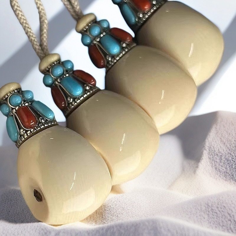 天然猛犸象牙分体藏式三通配饰配件