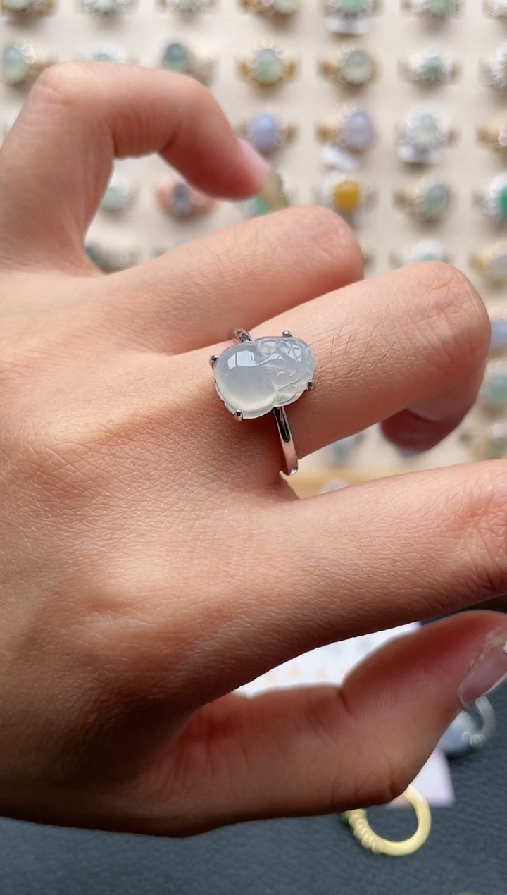 翡翠戒指银S925镶嵌1111