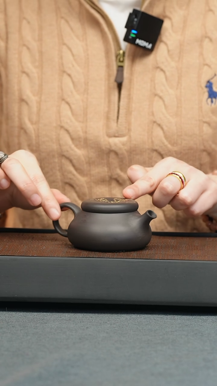 【闪购商品】紫砂茶壶五堂 平安扣120cc-描金
