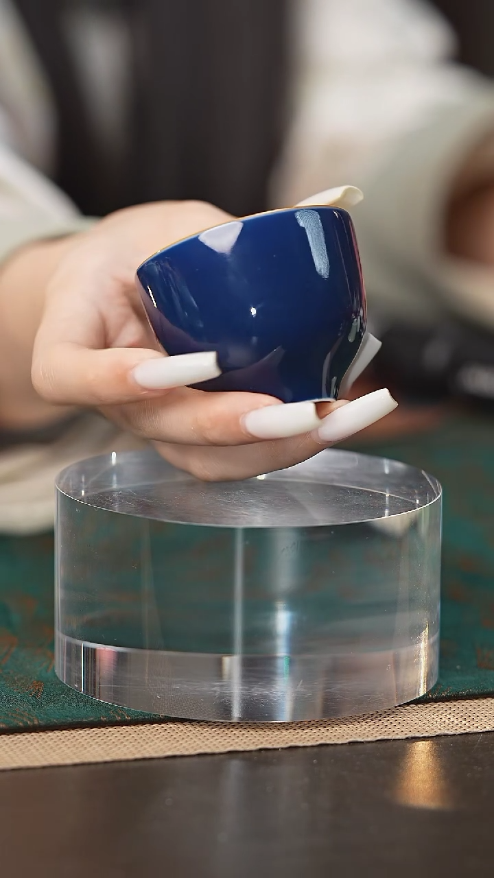 【闪购商品】摆件耕道堂霁蓝映真杯