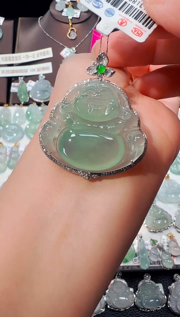 【闪购商品】翡翠吊坠(不含链)18K金镶嵌佛公吊坠960
