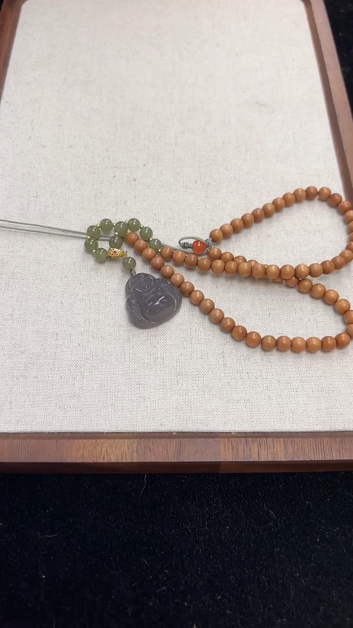 【闪购商品】和田玉套链银S925镶嵌05和田玉烟紫佛公套链