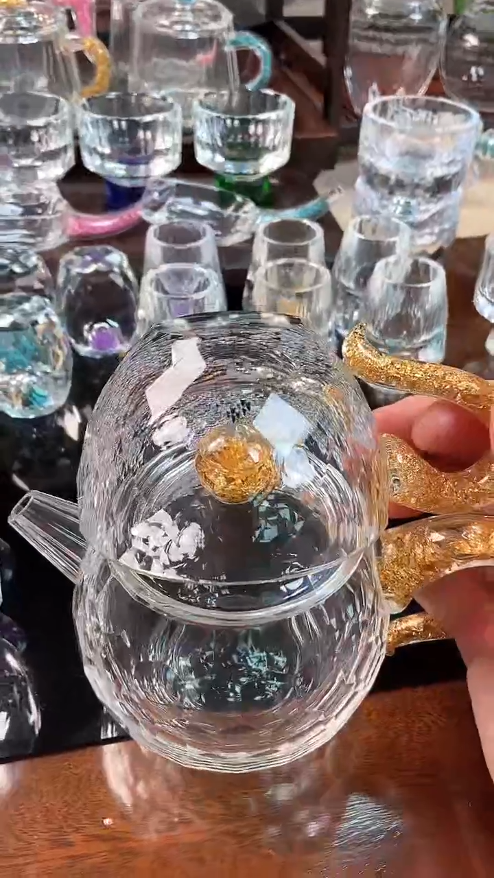 【闪购商品】玺宴水晶西施壶金箔+100毫升咖啡杯金箔
