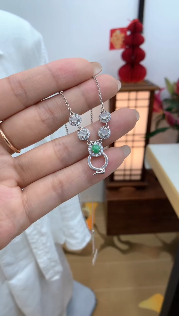 【闪购商品】翡翠套链银S925镶嵌套链