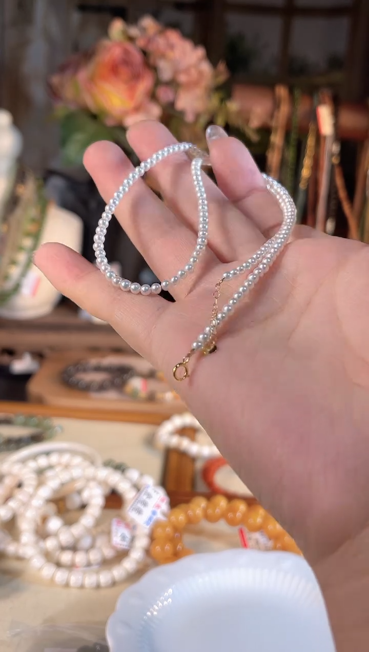 【闪购商品】淡水珍珠项链18K金镶嵌多样性发货其一