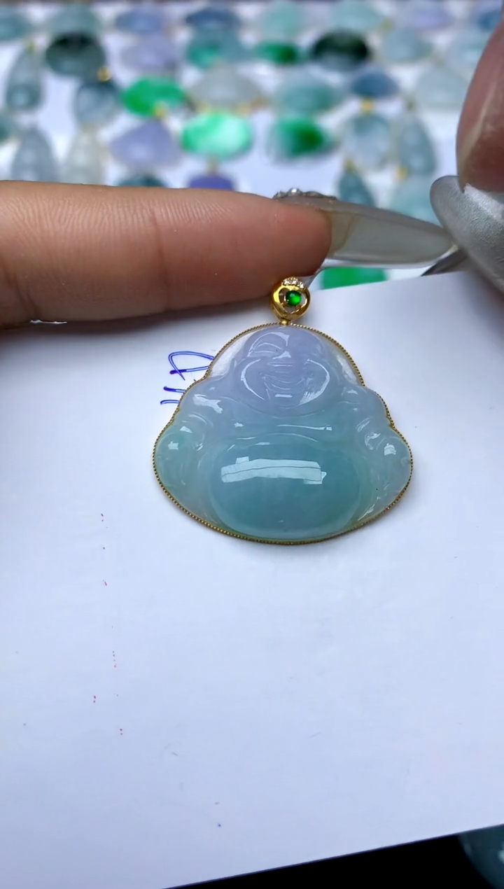 【闪购商品】翡翠颈饰18K金镶嵌40天然A货翡翠