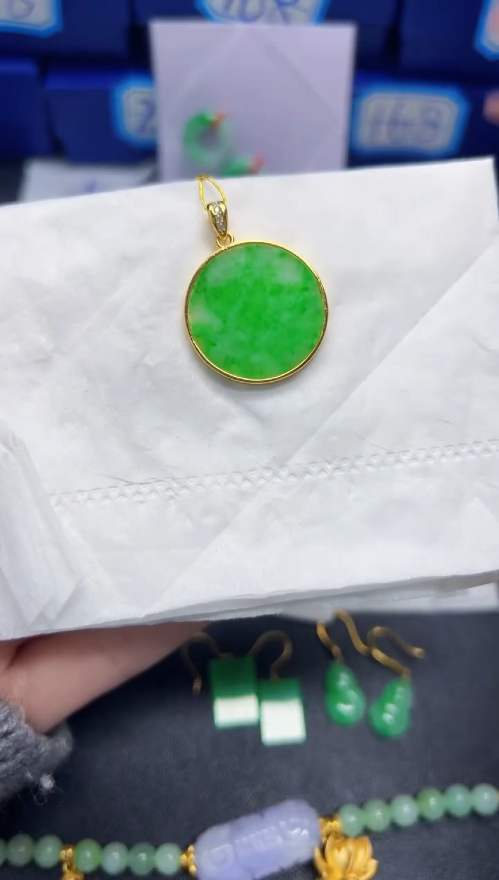 【闪购商品】翡翠颈饰银S925镶嵌Y缅料A货/支持复检/一件